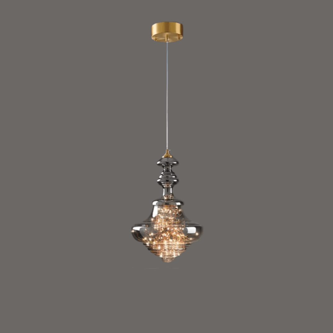 Elegant Pendel i Gråt Glas med Stjernehimmeleffekt