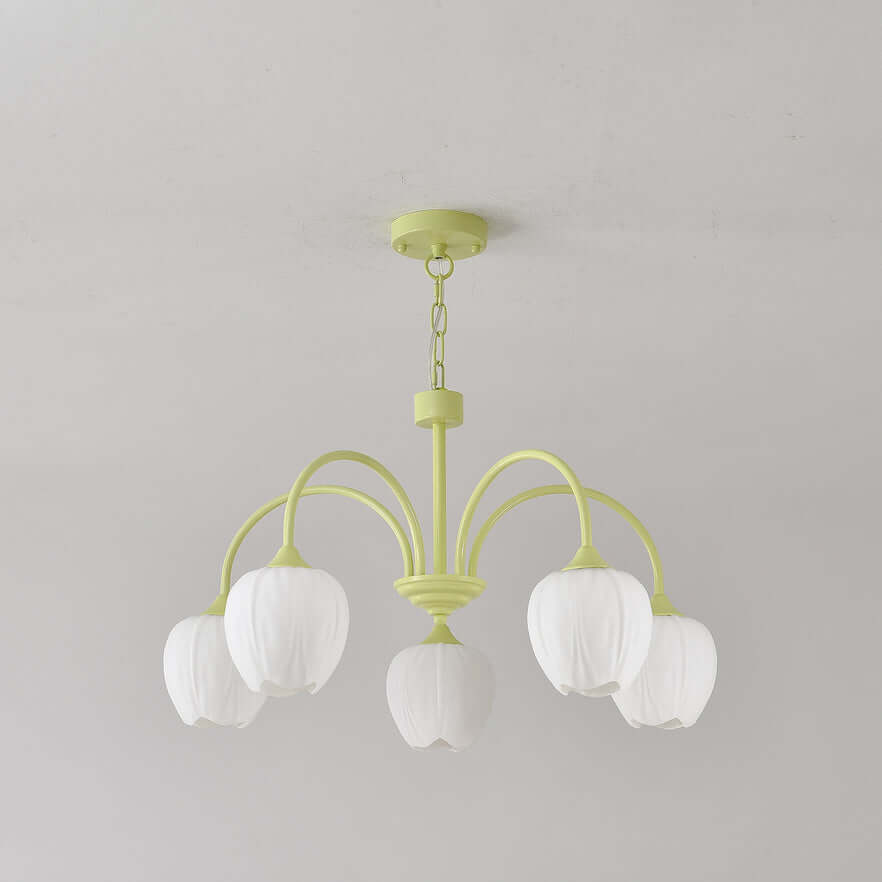 Elegant Matcha Lysekrone i Tulipandesign