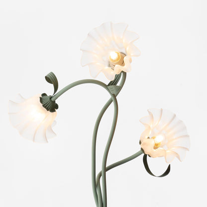 Elegant Blomster Gulvlampe i Mat Grøn