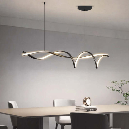 Moderne LED Lysekrone i Sort - 116cm