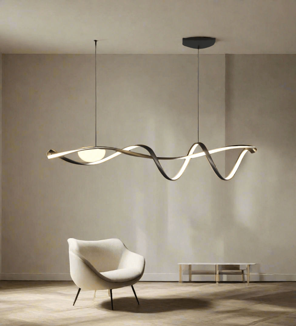 Moderne LED Lysekrone i Sort - 116cm