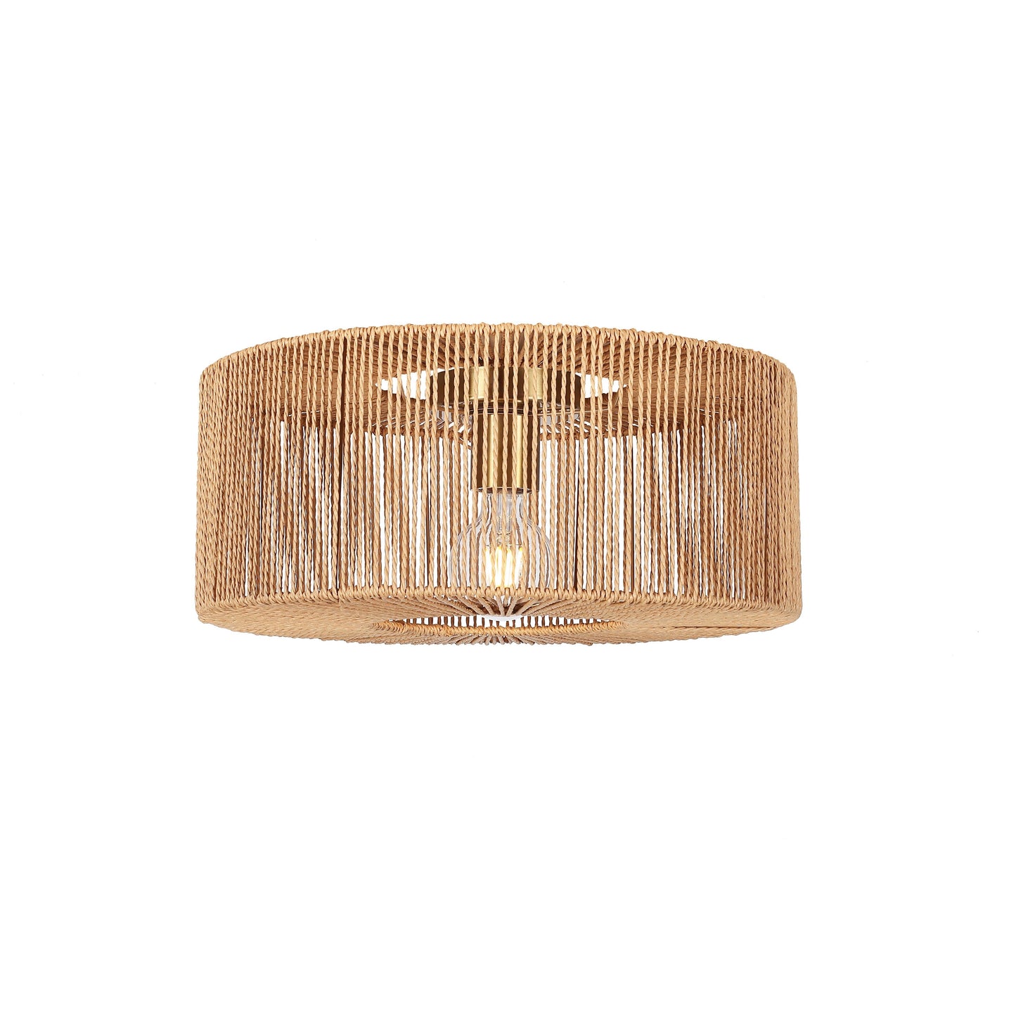 Flettet loftlampe Ø46 med naturlig papirrebs tekstur, elegant og rustik til hyggelig belysning. Passer til moderne indretning