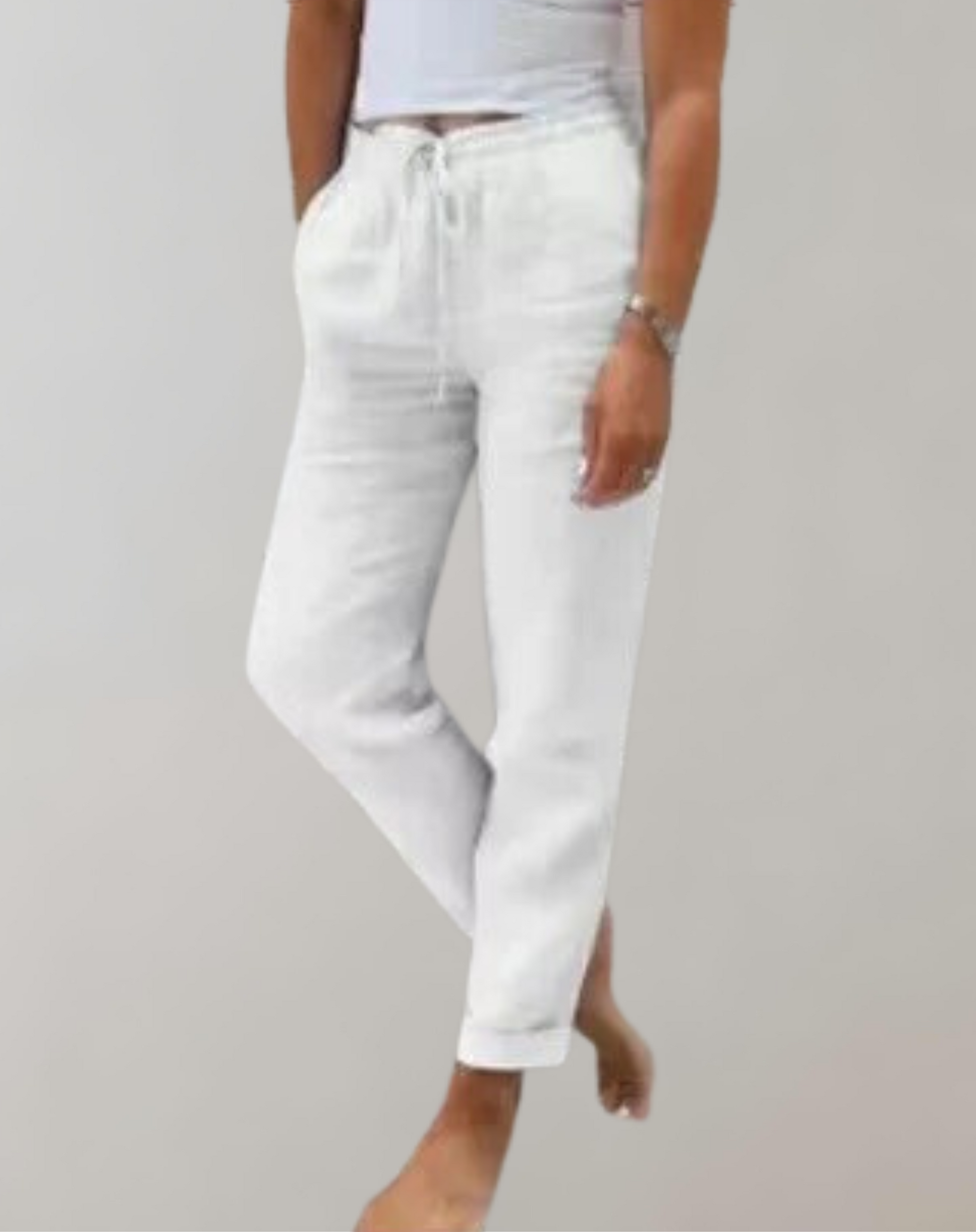 "Højtaljede brede-ben bukser til kvinder i blødt materiale, elegant pasform, lysegrå farve, ideel til både arbejde og fritid.