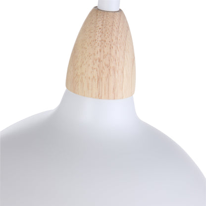 "Hvid Oak pendel lampeskærm Ø19 med minimalistisk design og naturlige trædetaljer til moderne hjem"