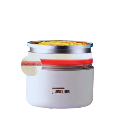 "Isoleret madkasse i rustfrit stål, lækagesikker med stilfuldt design til mænd, ideel til varme måltider på farten."