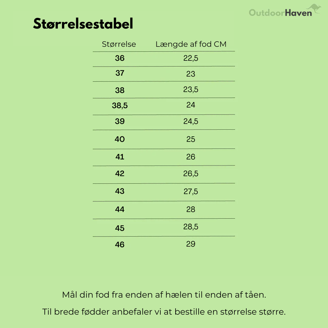 "Komfortabel herrer vandresko, slidstærk og vandtæt, med svangstøtte og bred tåboks til lange gåture."