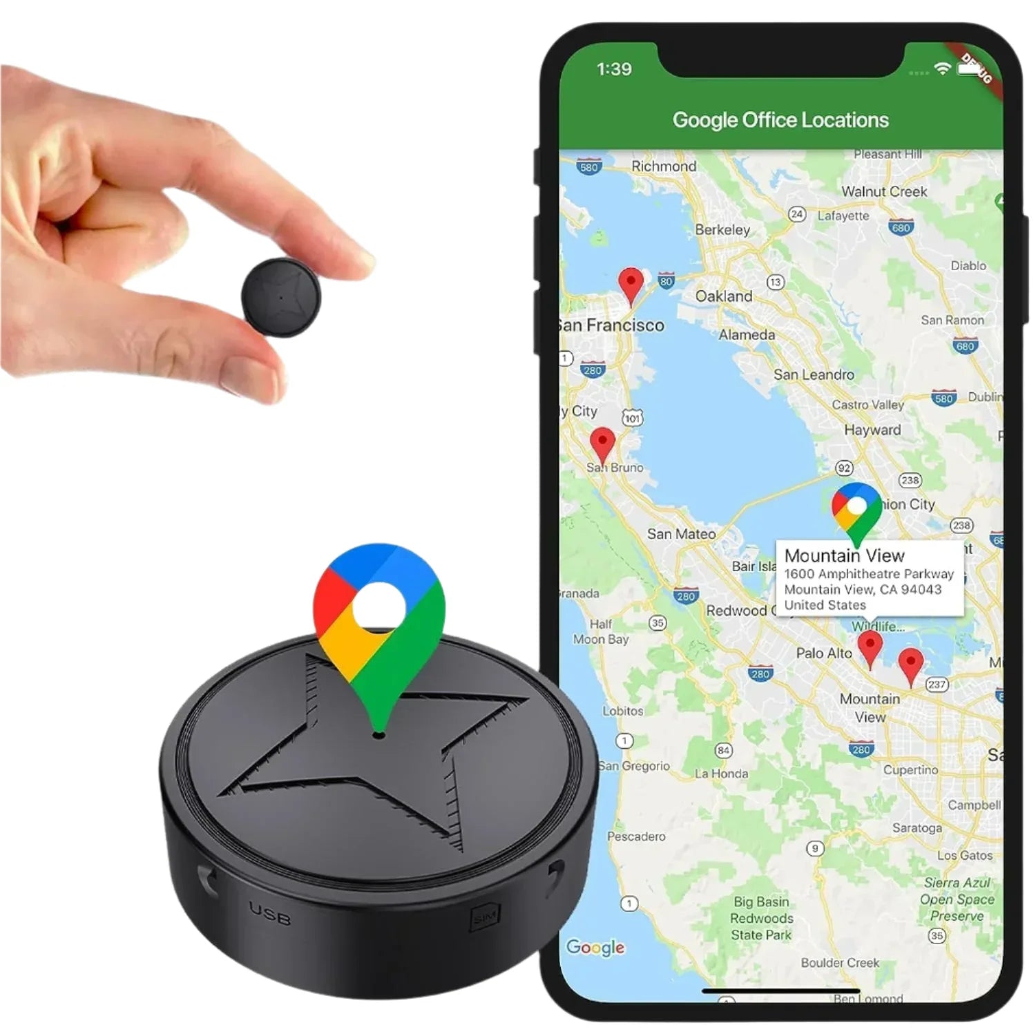 "Kompakt og diskret mini GPS tracker med lang batteritid, magnetisk montering og vejrbestandigt design til sporing."