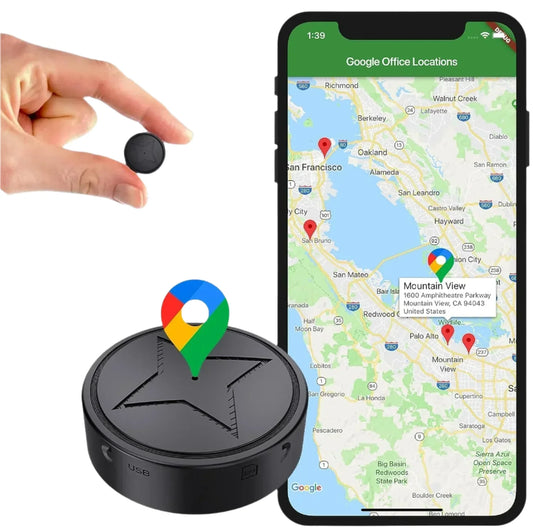 "Kompakt og diskret mini GPS tracker med lang batteritid, magnetisk montering og vejrbestandigt design til sporing."