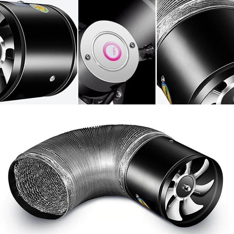 "Kraftig udsugningsventilator i hvid, seks-bladet design, forbedrer luftkvalitet og er støjsvag, perfekt til hjemmet"