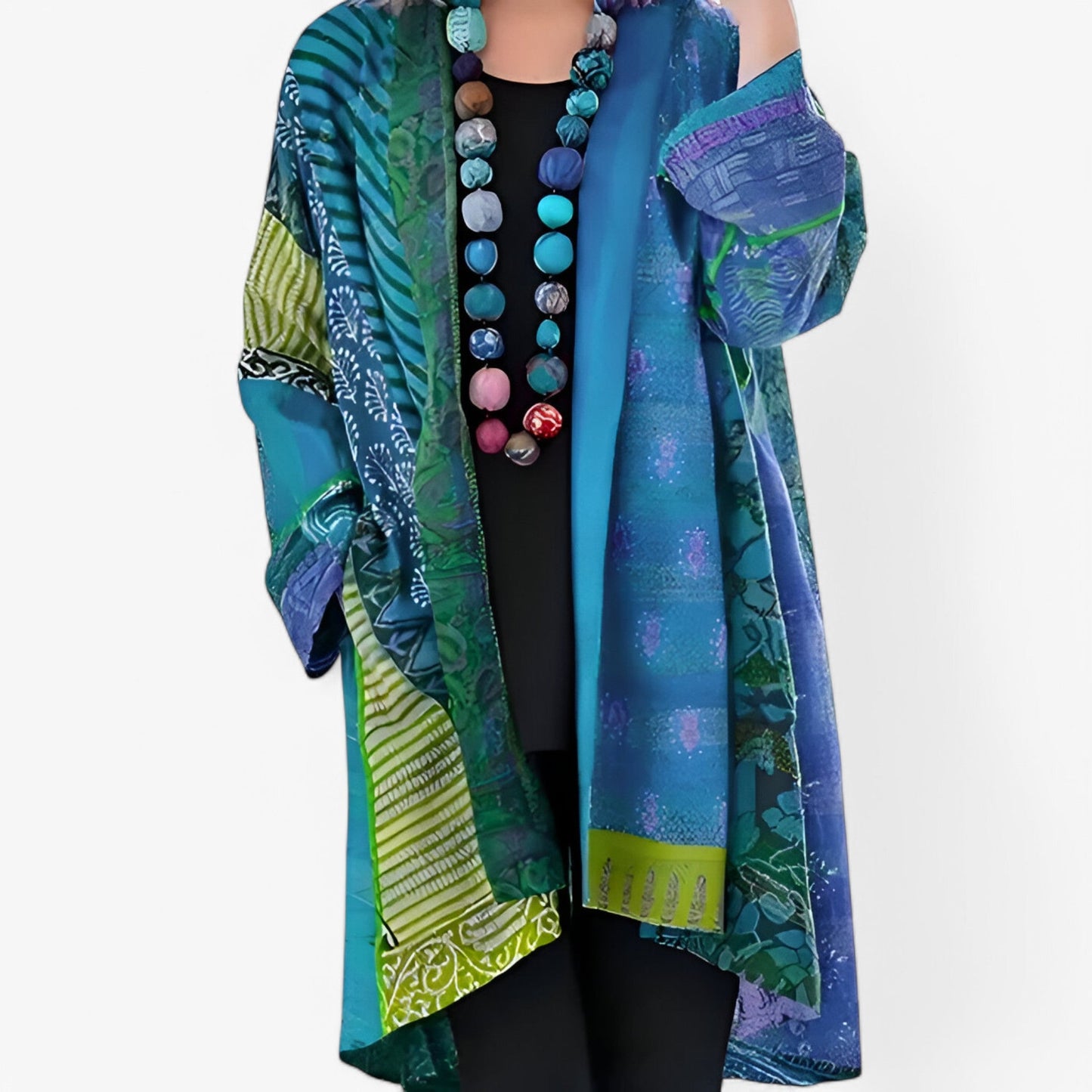 Kvinders Ava Cardigan med sofistikeret mønster, blød bomuldspolyester, åben front, fås i flere farver.