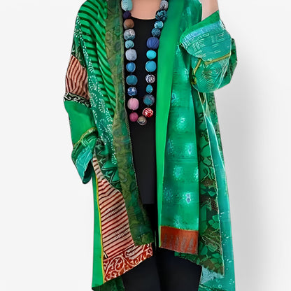 Kvinders Ava Cardigan med sofistikeret mønster, blød bomuldspolyester, åben front, fås i flere farver.