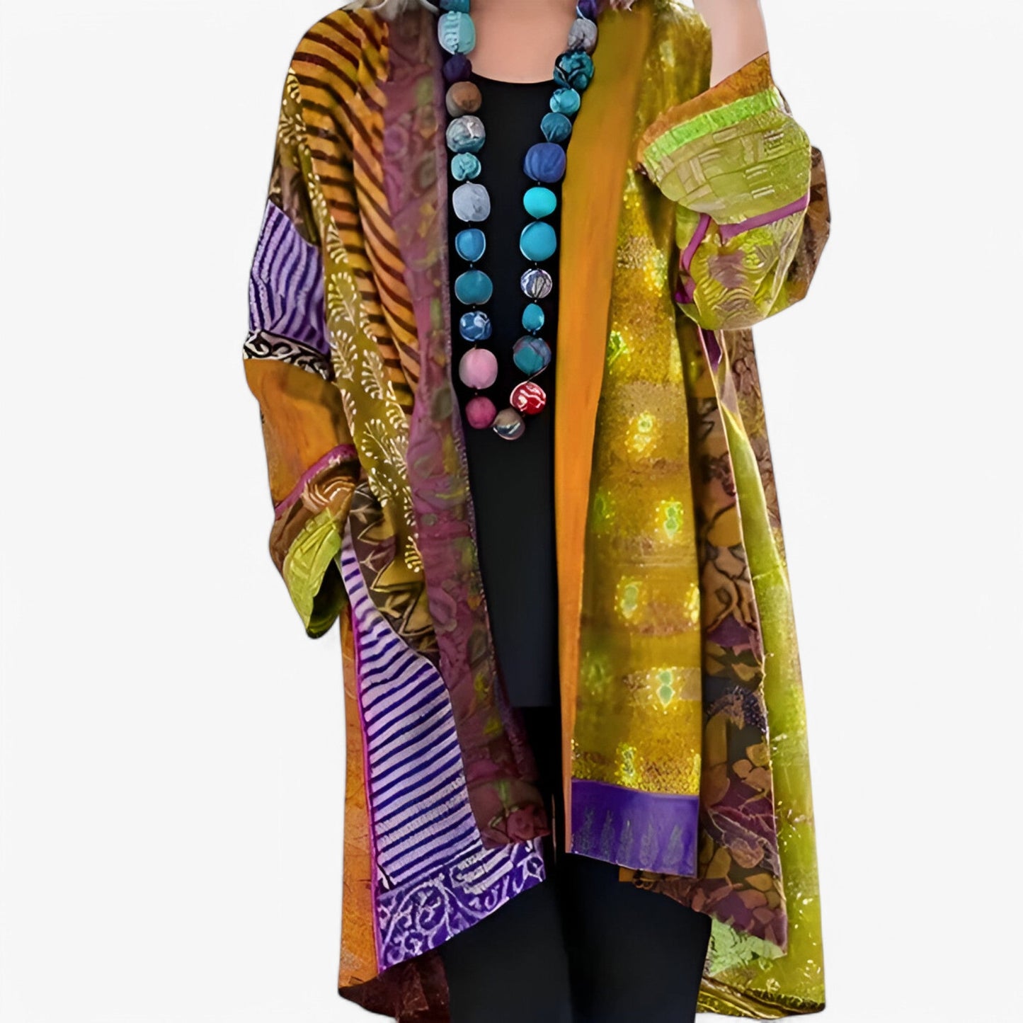 Kvinders Ava Cardigan med sofistikeret mønster, blød bomuldspolyester, åben front, fås i flere farver.