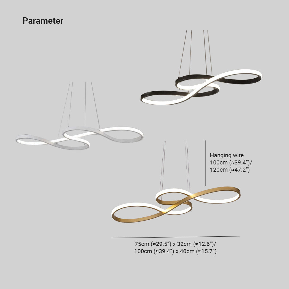 "LED pendel med musiknoter design i sort, hvid og guld, elegant og moderne lampe med integreret LED-belysning."