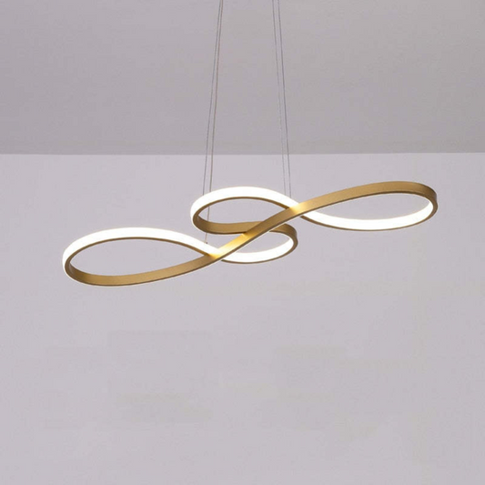 "LED pendel med musiknoter design i sort, hvid og guld, elegant og moderne lampe med integreret LED-belysning."