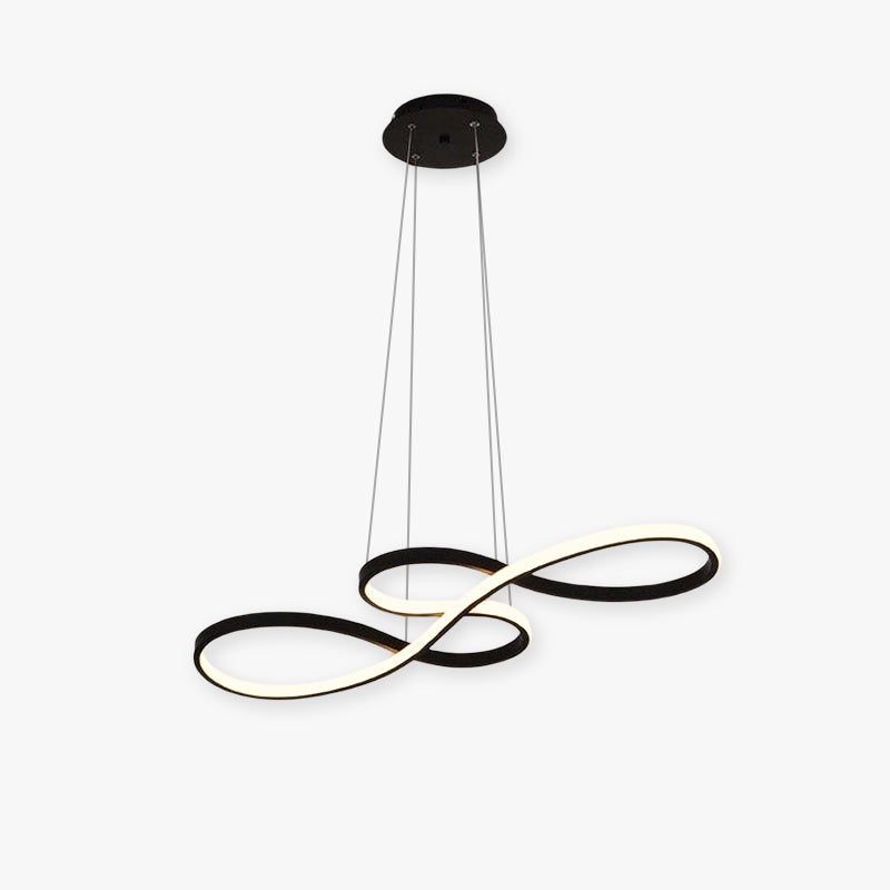 "LED pendel med musiknoter design i sort, hvid og guld, elegant og moderne lampe med integreret LED-belysning."