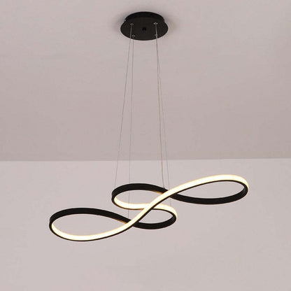 "LED pendel med musiknoter design i sort, hvid og guld, elegant og moderne lampe med integreret LED-belysning."
