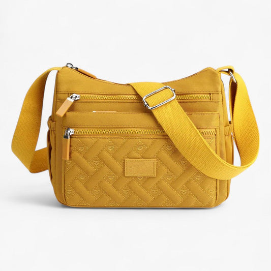 "Luksus skuldertaske i nylon, elegant design, justerbar rem, rummelig og praktisk til hverdag, sort farve, kvinde tilbehør"