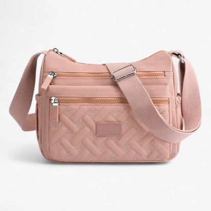 "Luksus skuldertaske i nylon, elegant design, justerbar rem, rummelig og praktisk til hverdag, sort farve, kvinde tilbehør"