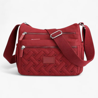 "Luksus skuldertaske i nylon, elegant design, justerbar rem, rummelig og praktisk til hverdag, sort farve, kvinde tilbehør"