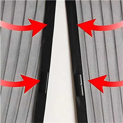"Magnetisk flueforhæng i glasfiber, nem montering, elegant sort design til effektiv insektbeskyttelse i hjemmet."