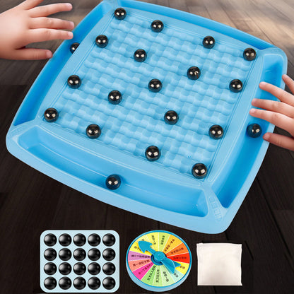 "Magnetisk skakbræt med farverige brikker, perfekt til børn, fremmer strategisk tænkning og læring i leg."