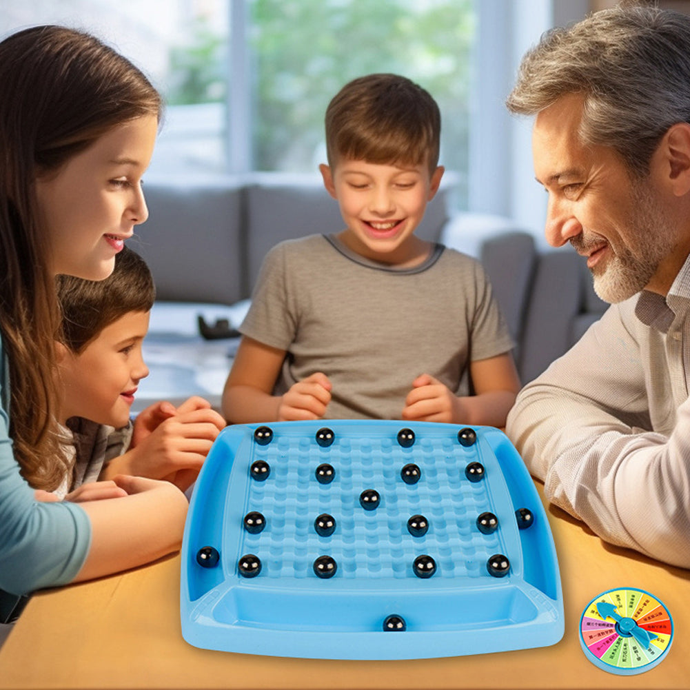 "Magnetisk skakbræt med farverige brikker, perfekt til børn, fremmer strategisk tænkning og læring i leg."