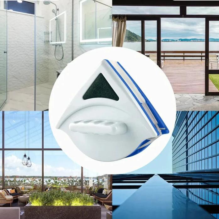 "Magnetisk vinduespudser med trekantet design, renser begge sider af ruden for skinnende resultater og sikker højdetrengøring