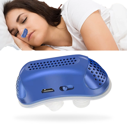 Mikro CPAP enhed mod snorken, kompakt og let, ergonomisk design, effektiv snorkereduktion for bedre nattesøvn.