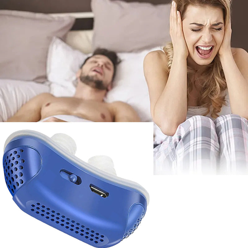 Mikro CPAP enhed mod snorken, kompakt og let, ergonomisk design, effektiv snorkereduktion for bedre nattesøvn.