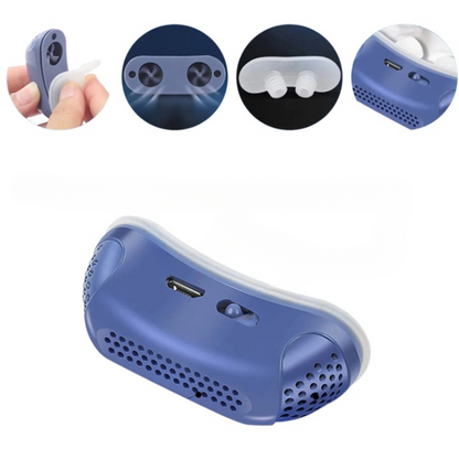 Mikro CPAP enhed mod snorken, kompakt og let, ergonomisk design, effektiv snorkereduktion for bedre nattesøvn.