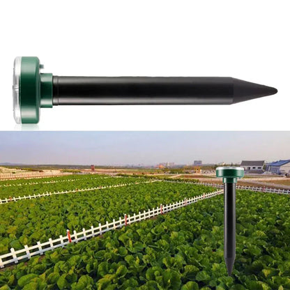 "Miljøvenlig solar skadedyrsbekæmpelse til haver, græsplæner og parker; dækker 300 kvm, solcelledrevet, uden kemikalier."