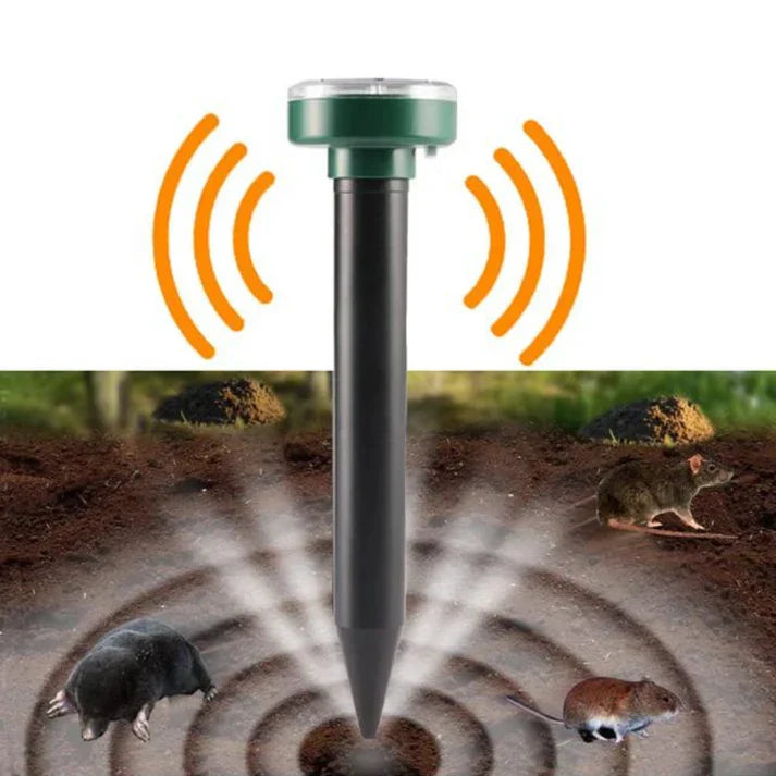 "Miljøvenlig solar skadedyrsbekæmpelse til haver, græsplæner og parker; dækker 300 kvm, solcelledrevet, uden kemikalier."