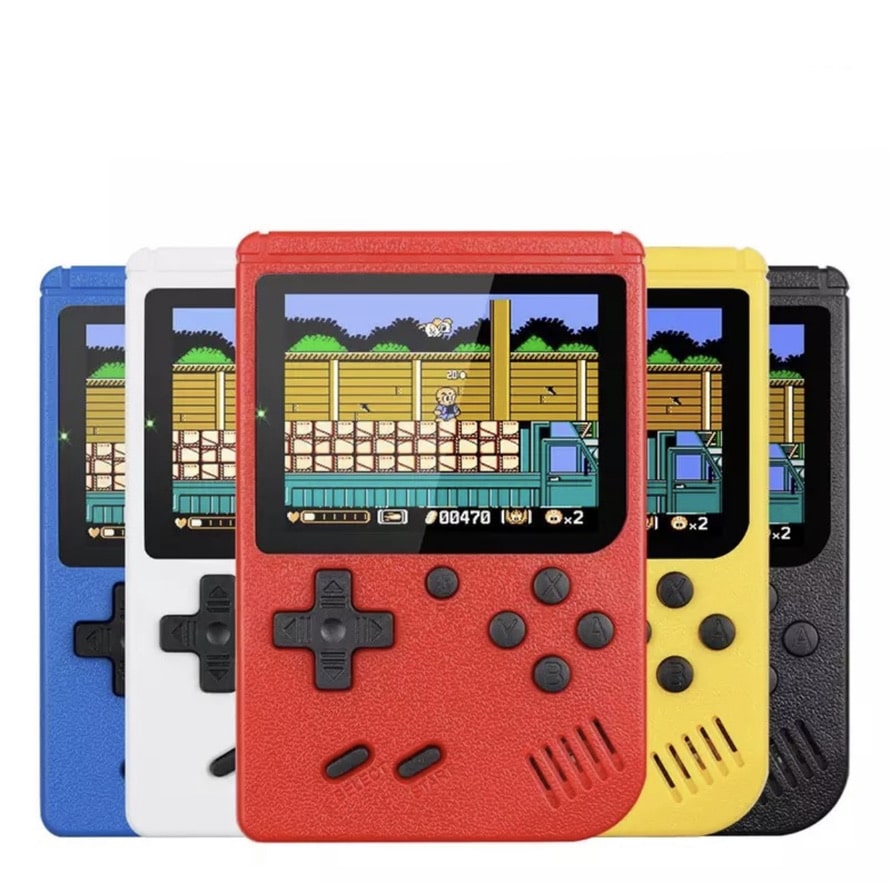 "Mini retro videospilkonsol, kompakt design, 400 indbyggede klassiske spil, 3-tommer farveskærm, transportabel"