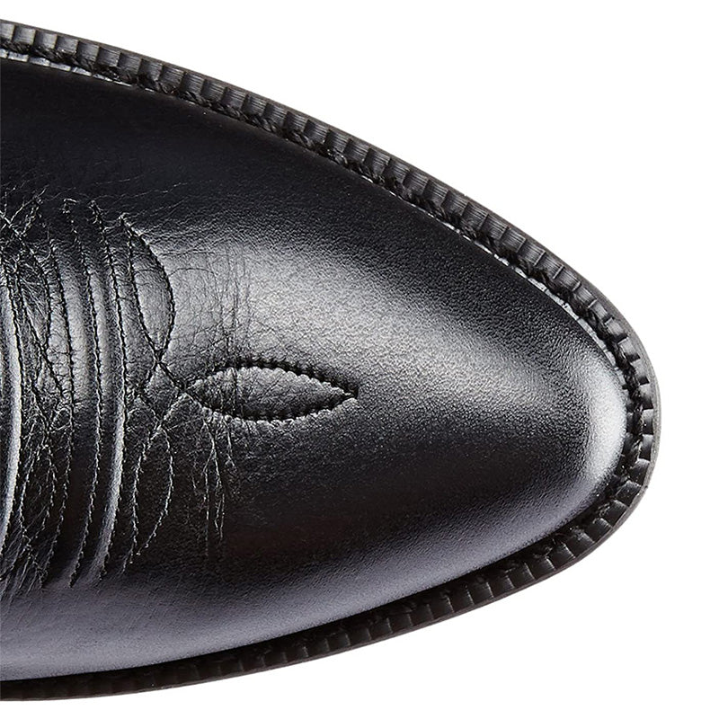 Moderigtige herre cowboystøvler med robust hæl, brunt læder og stilfuldt western-look, perfekte til enhver anledning.