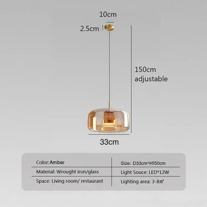 "Moderne AmberSphere loftlampe med røg- og ravfarvet glasdesign, LED-teknologi til hyggelig belysning i hjemmet"