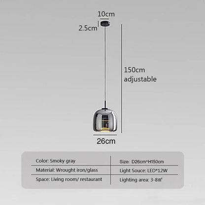 "Moderne AmberSphere loftlampe med røg- og ravfarvet glasdesign, LED-teknologi til hyggelig belysning i hjemmet"
