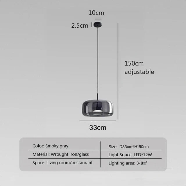 "Moderne AmberSphere loftlampe med røg- og ravfarvet glasdesign, LED-teknologi til hyggelig belysning i hjemmet"