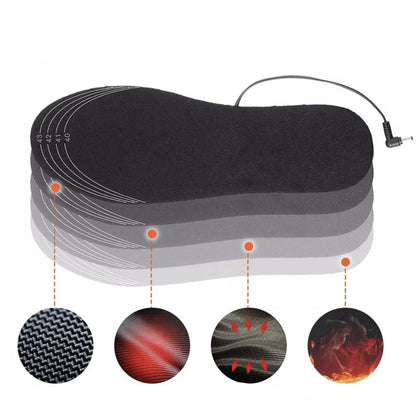 "Opvarmede indlægssåler med USB-opladning, tilpasningsdygtig størrelse, holder fødder varme med hurtig varmefordeling"