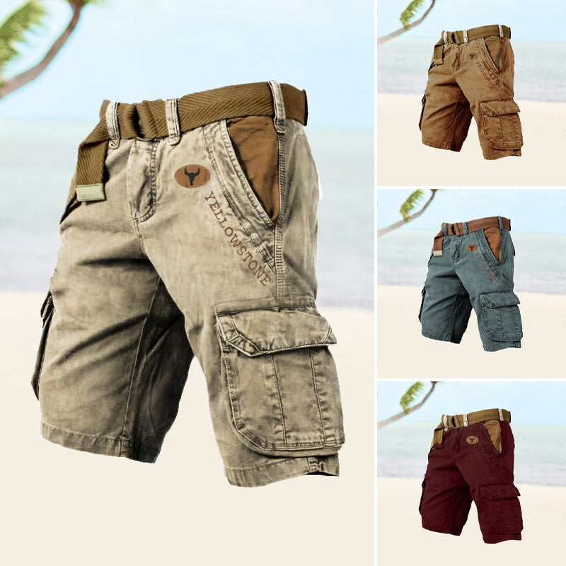 "Outdoor cargo shorts til mænd med flere lommer, holdbart stof og hurtigtørrende design, perfekt til sommeraktiviteter."
