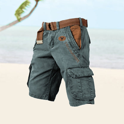 "Outdoor cargo shorts til mænd med flere lommer, holdbart stof og hurtigtørrende design, perfekt til sommeraktiviteter."