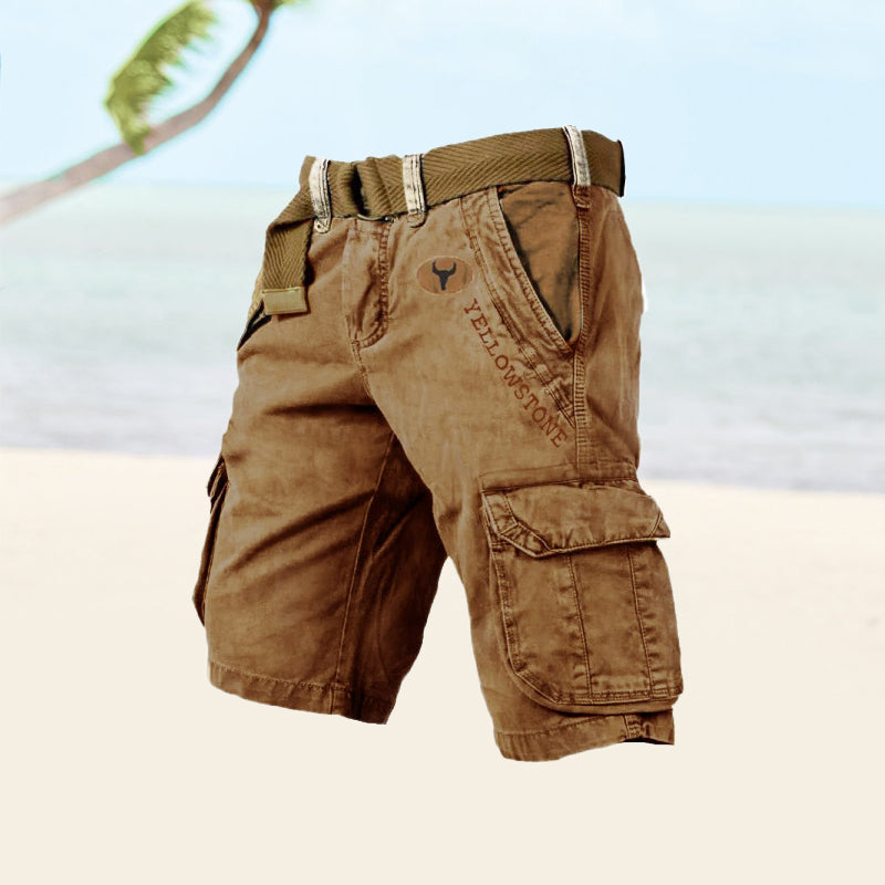 "Outdoor cargo shorts til mænd med flere lommer, holdbart stof og hurtigtørrende design, perfekt til sommeraktiviteter."