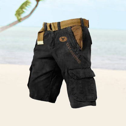 "Outdoor cargo shorts til mænd med flere lommer, holdbart stof og hurtigtørrende design, perfekt til sommeraktiviteter."