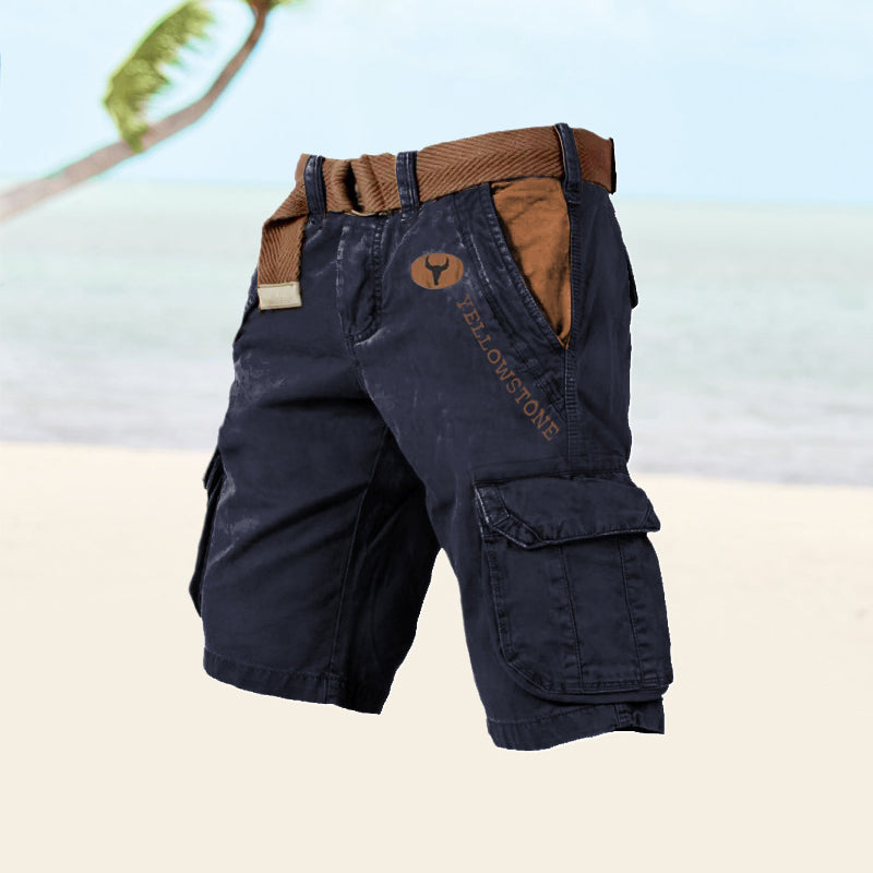"Outdoor cargo shorts til mænd med flere lommer, holdbart stof og hurtigtørrende design, perfekt til sommeraktiviteter."