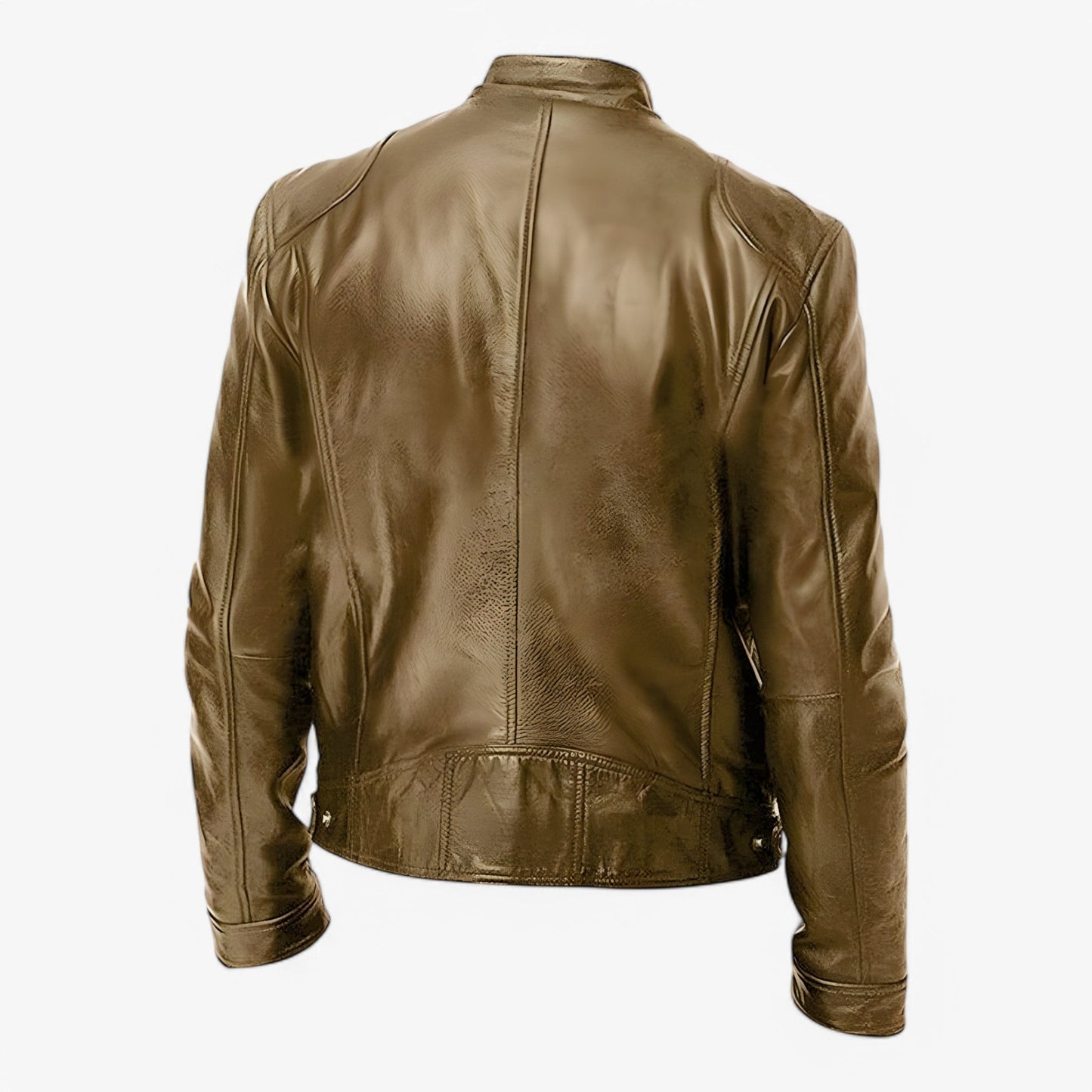 "Overdimensioneret mænds læderjakke i puffy stil med elegant pelskant, ideel til stilbevidste moderne mænd."