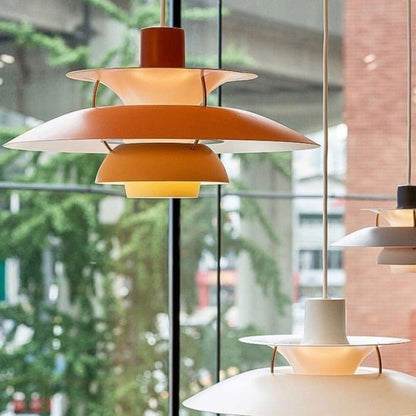 "PH5 Premium pendellampe i aluminium med monokrom design, ikonisk og tidløs for klassisk og moderne hjem, E27 pære."
