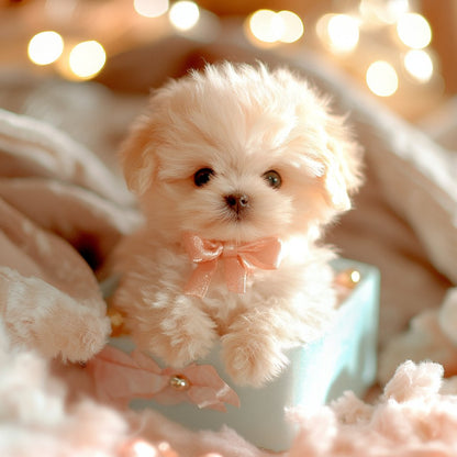 "Realistisk interaktiv plysdyr hundehvalp med naturtro bevægelser og blød pels, ideel til børn og samlere."