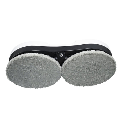 "Robotvinduesvasker med sensorer, grå krop og blå klude, fast på glasoverflade for stripefri rengøring."