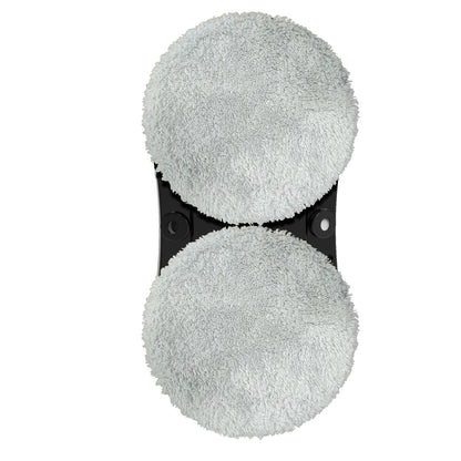 "Robotvinduesvasker med sensorer, grå krop og blå klude, fast på glasoverflade for stripefri rengøring."