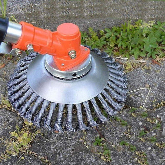 "Robust græstrimmer med fleksible materialer, let installation, ideel til plænepleje, hårdfør mod sten og rødder."