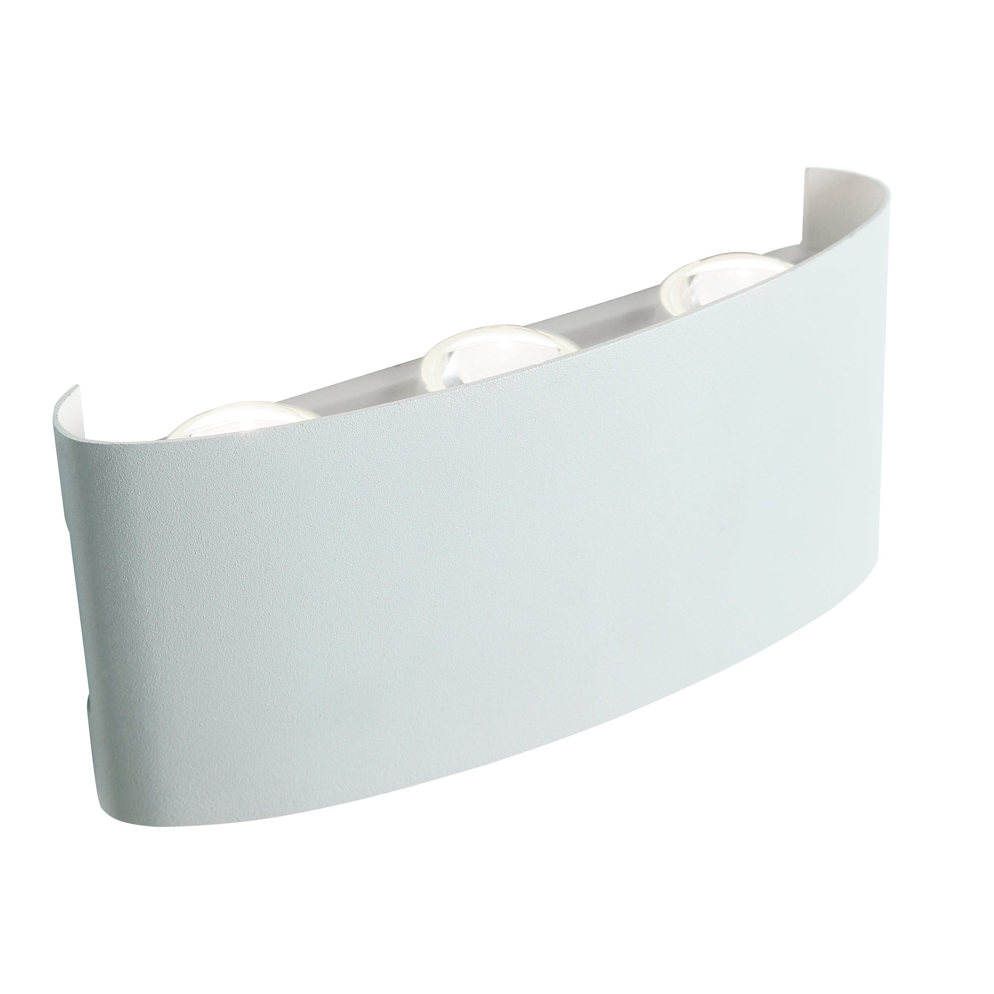 "Sandblæst hvid Ortelo 6W LED væglampe til udendørs brug, elegant alu-design med opad- og nedadrettet lys, IP65-klassificeret